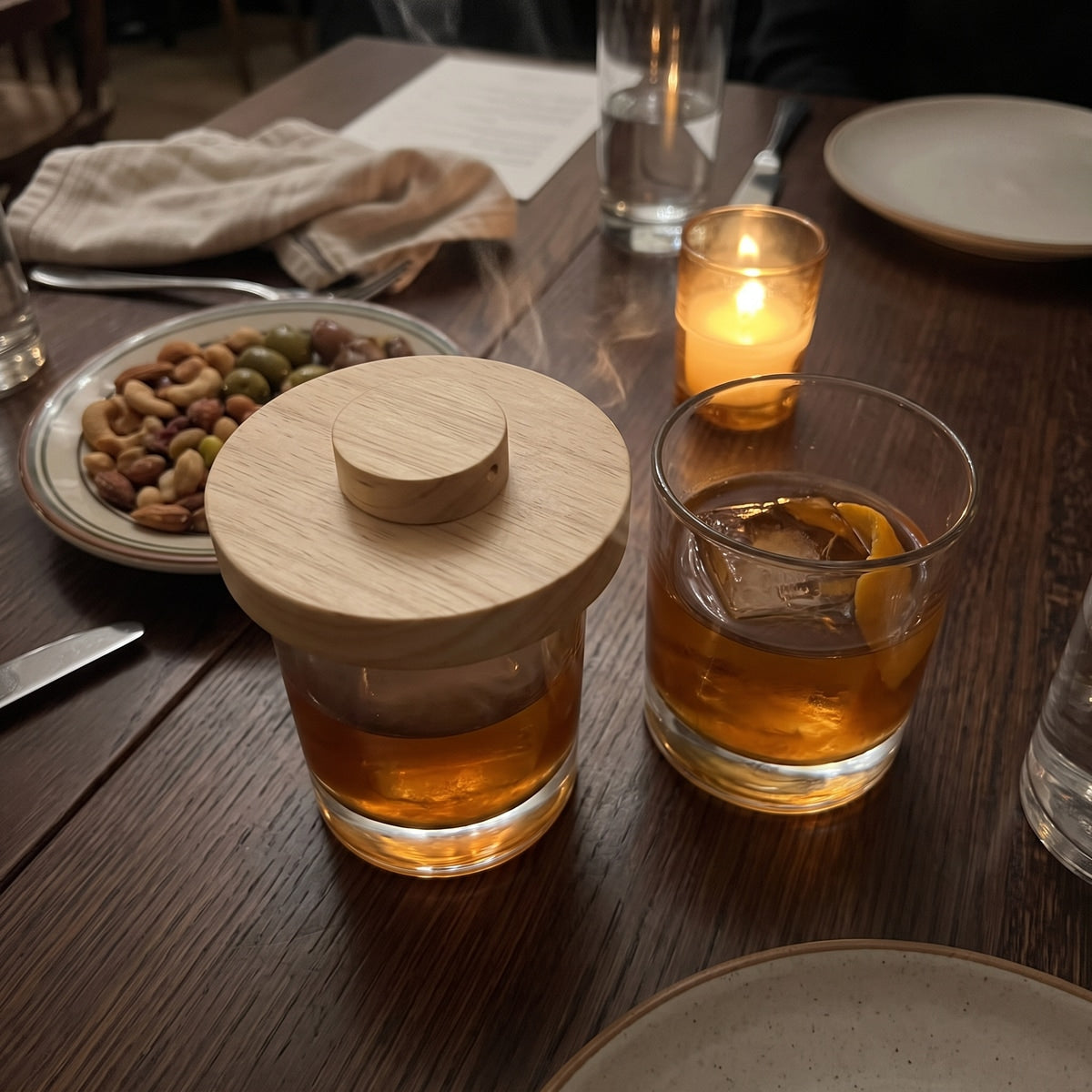 Cocktails and smoker at dinner