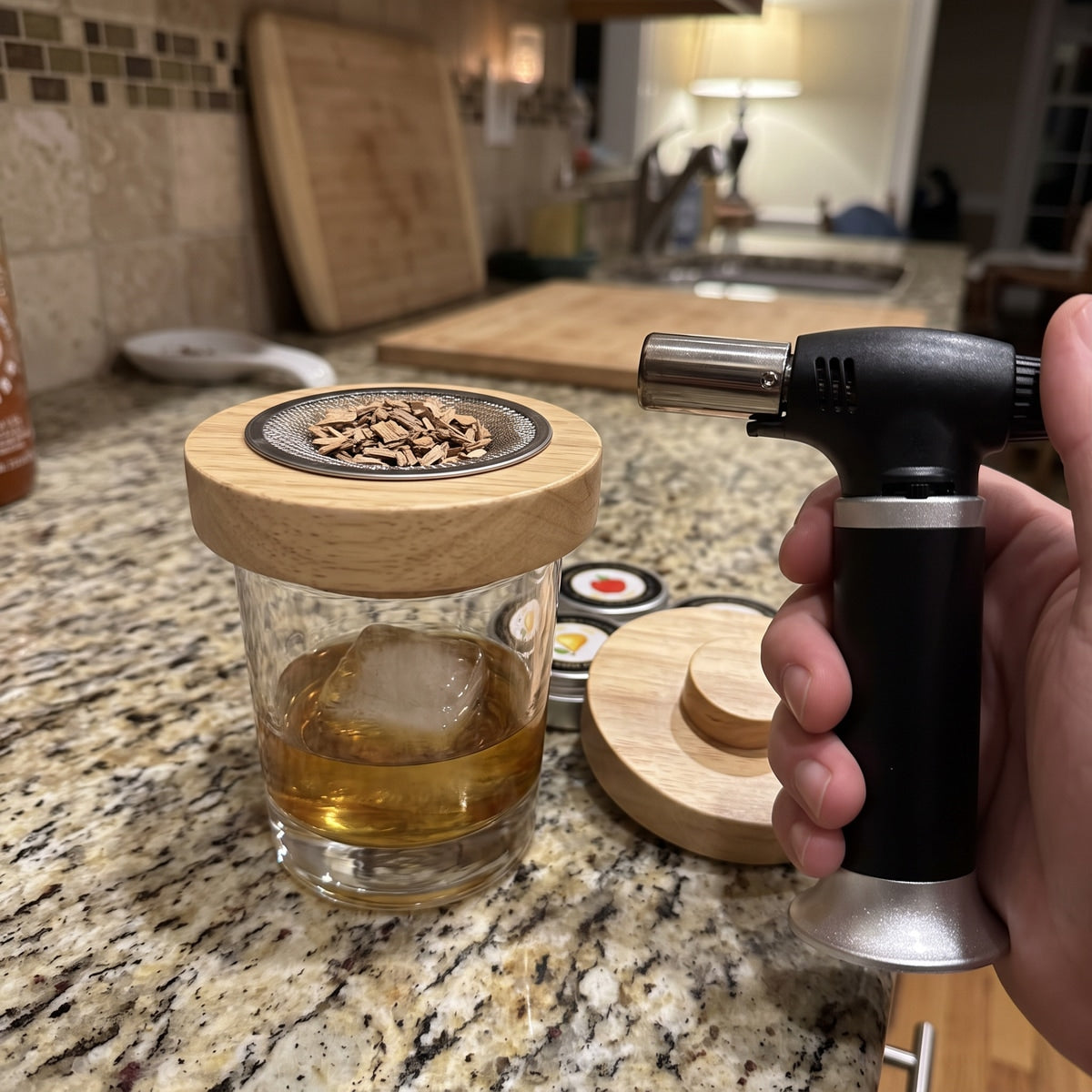 Separate unlit torch beside smoker