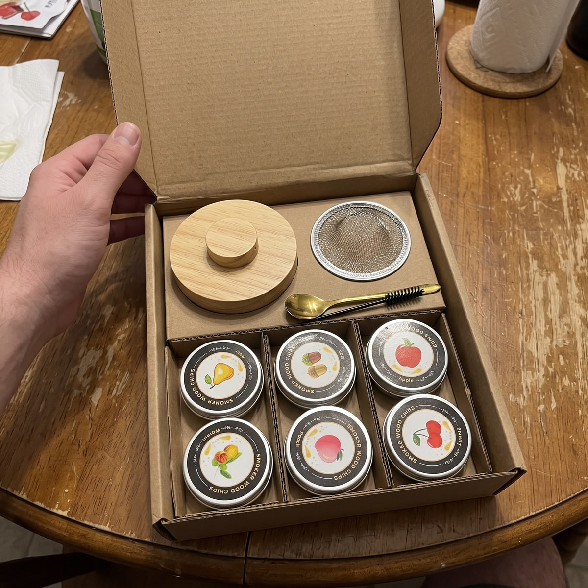Opening the brown smoker kit carton